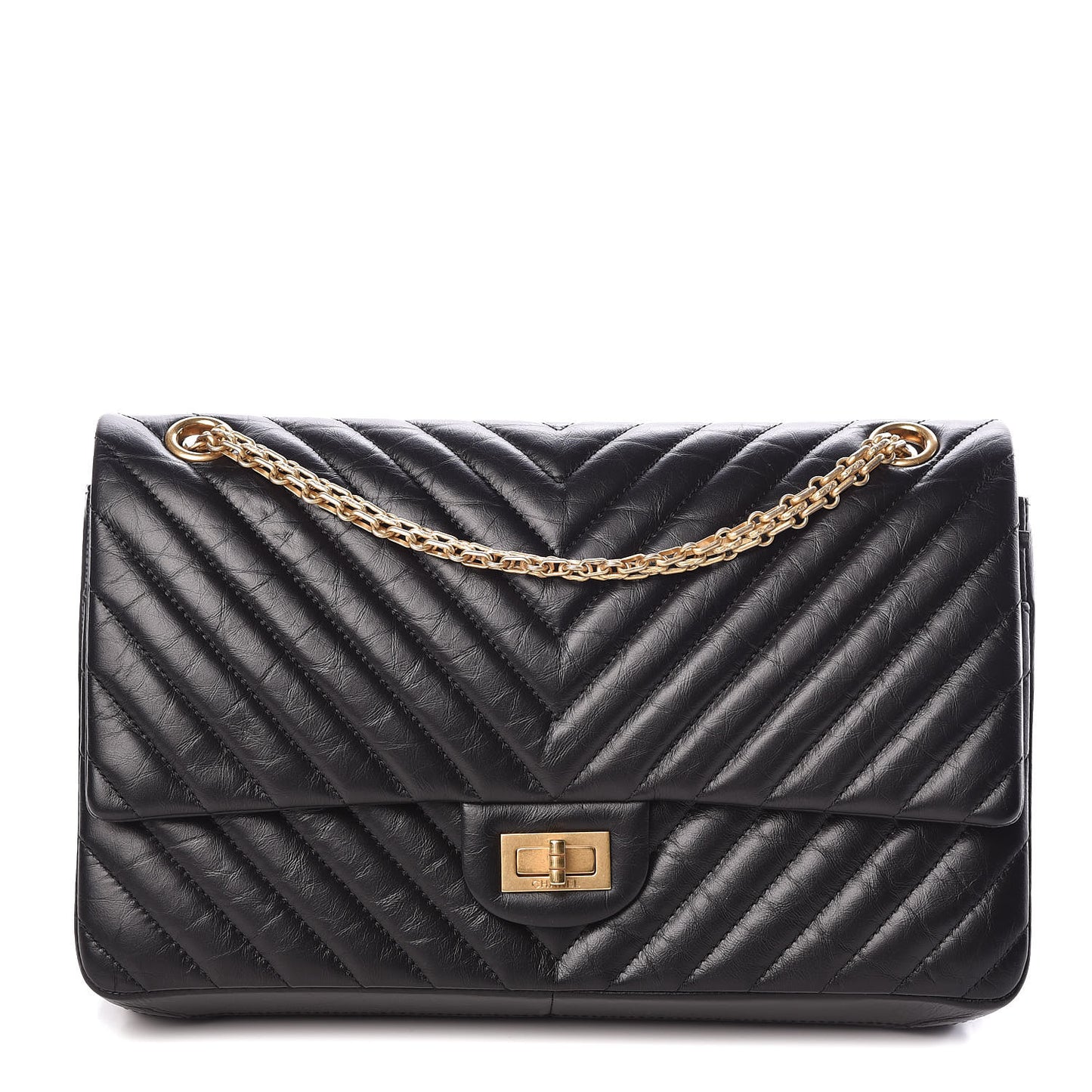 Aged Calfskin Chevron Quilted 2.55 Reissue 226 Flap Black
