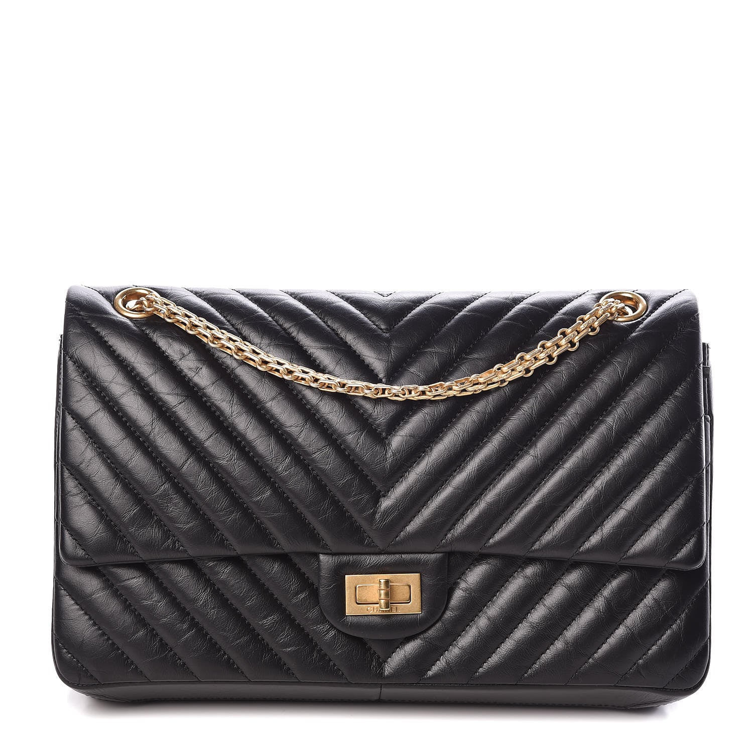 Chanel Aged Calfskin Chevron Quilted 2.55 Reissue 226 Flap Black 1 of 10