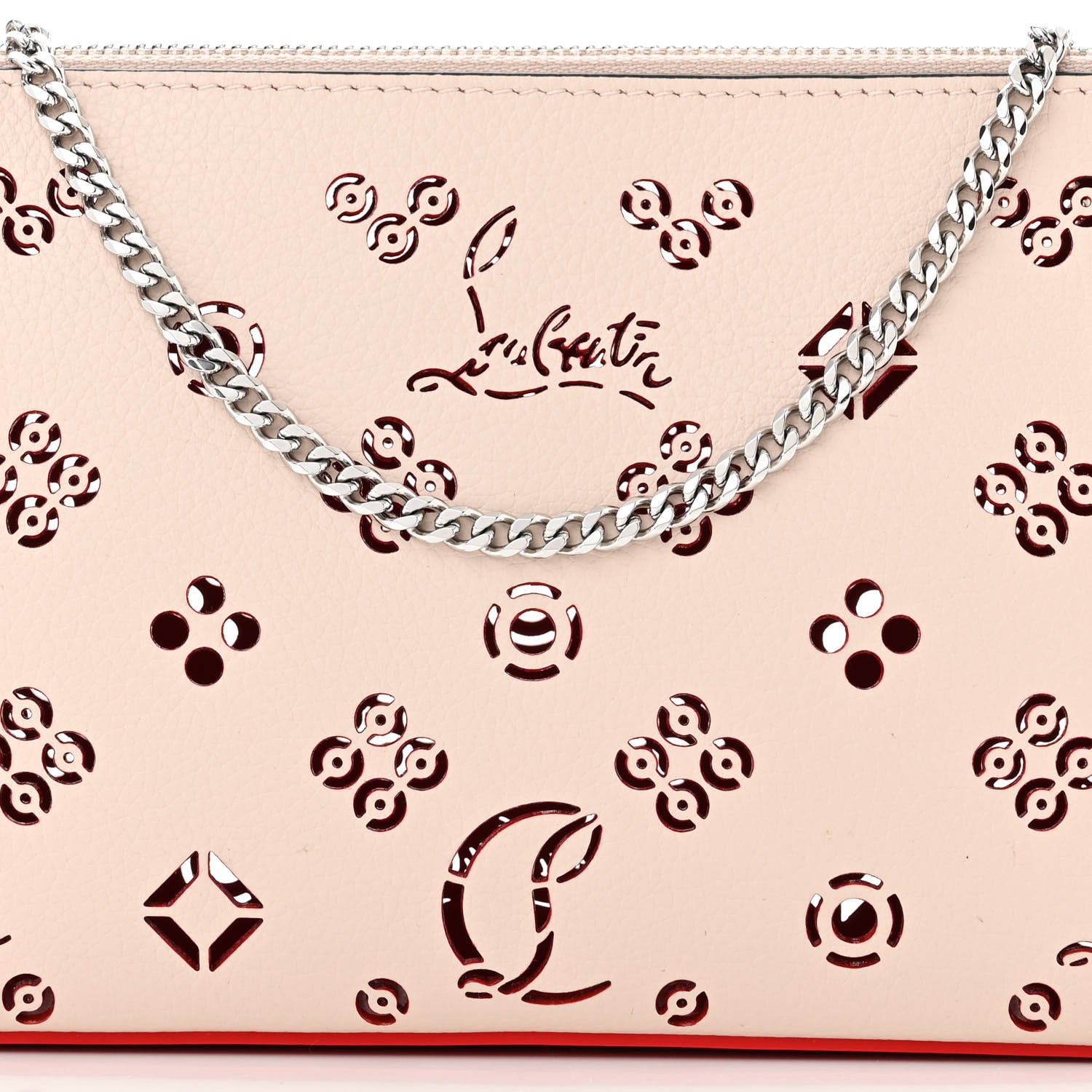 Christian Louboutin Calfskin Loubila Loubinthesky Chain Clutch Leche 6 of 8