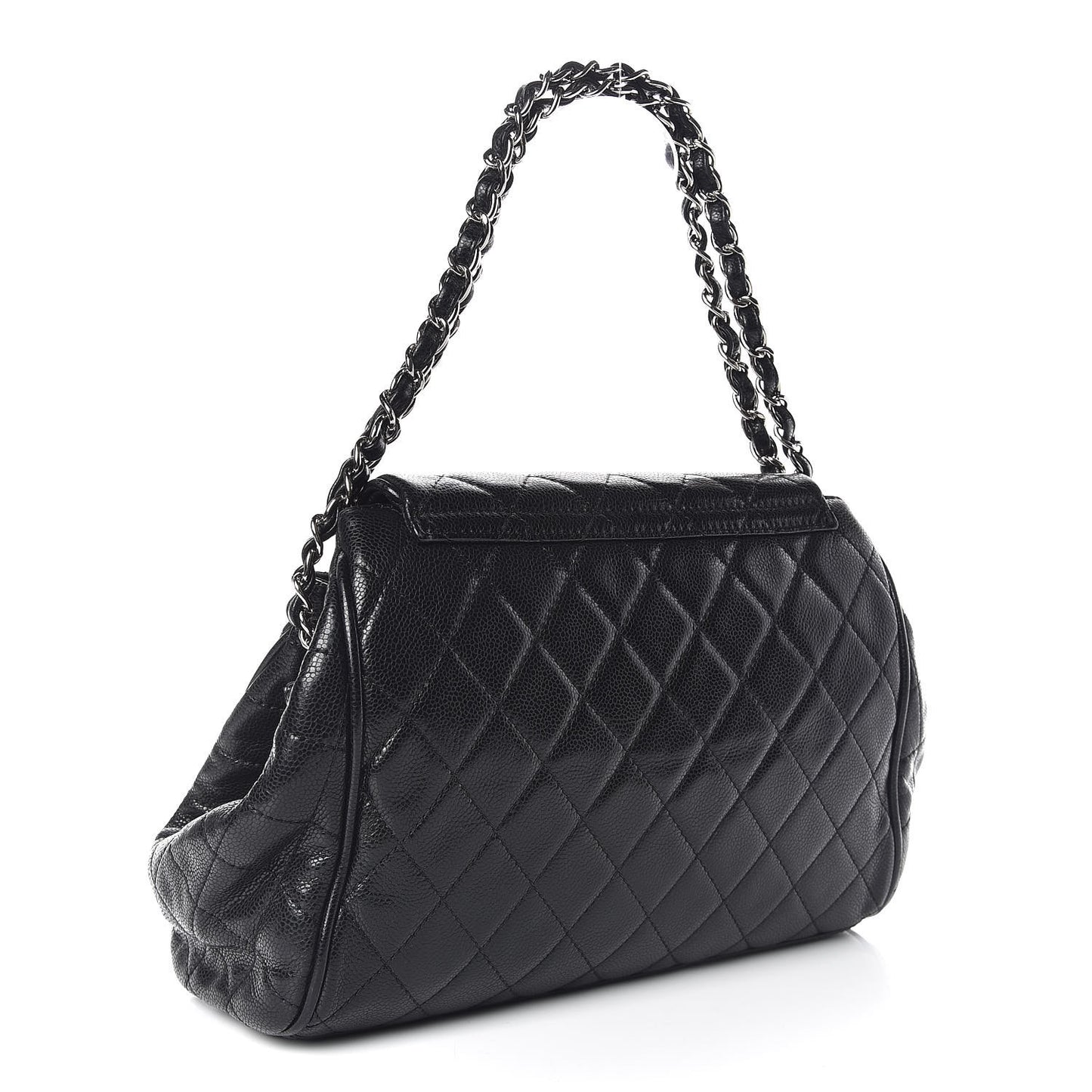 Caviar Quilted Timeless Accordion Flap Black