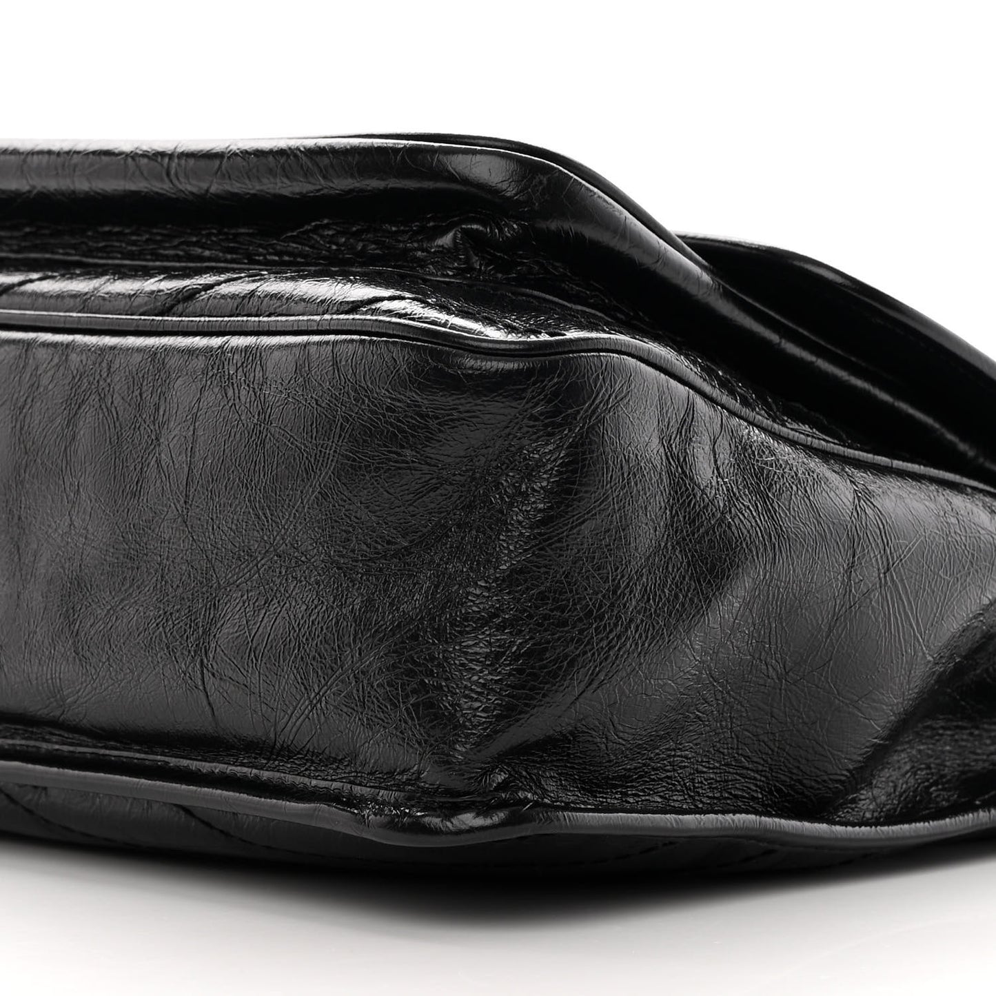 Crinkled Calfskin Matelasse Monogram Large Niki Chain Satchel Black