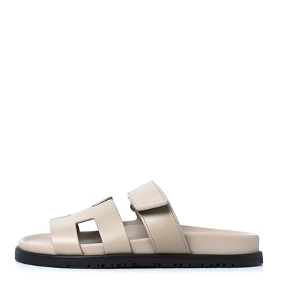 Hermes Calfskin Womens Chypre Sandals 36.5 Beige Mastic 1 of 9