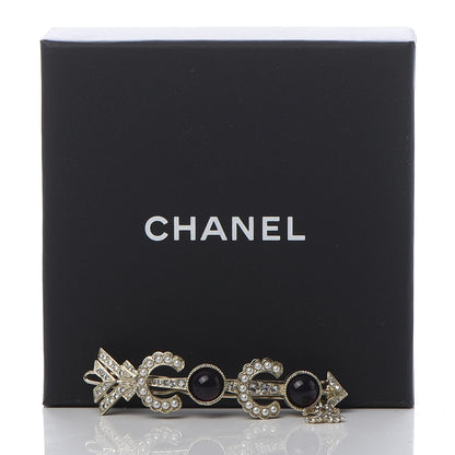 Chanel Pearl Crystal Queen of France Brooch Barrette Gold 4 of 4