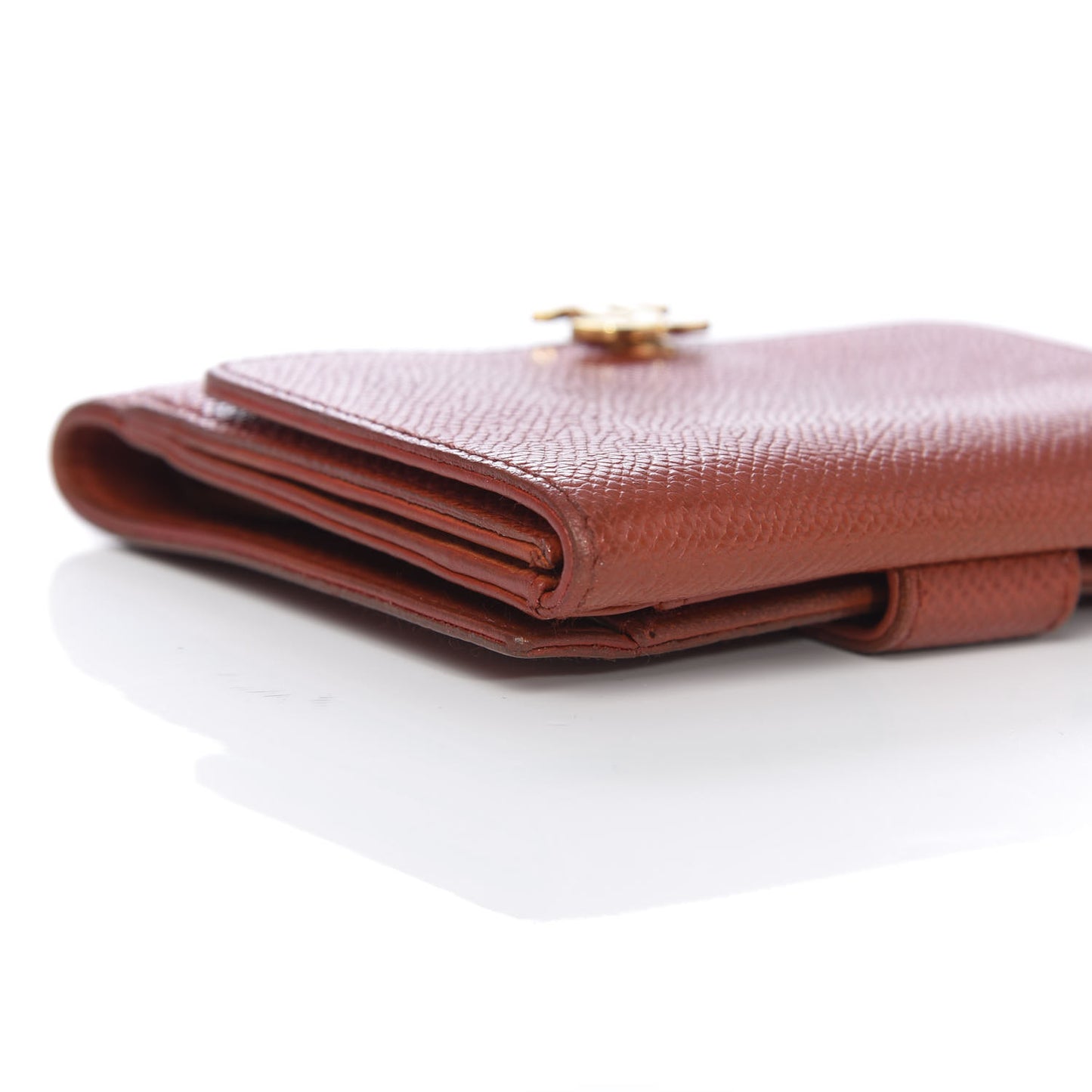 Grained Calfskin CC Compact Wallet Light Red