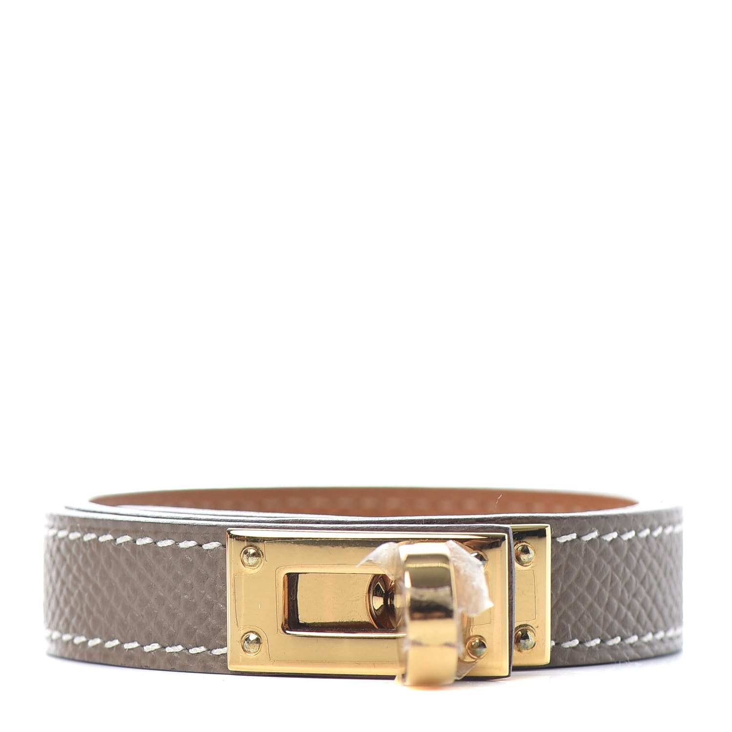 Hermes Epsom Kelly Double Tour Bracelet T3 Etoupe 1 of 4