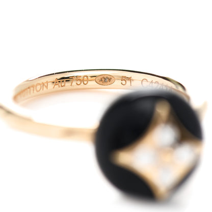 Louis Vuitton 18K Yellow Gold Diamond Black Onyx Idylle Blossom Ring 51 5.75 5 of 6