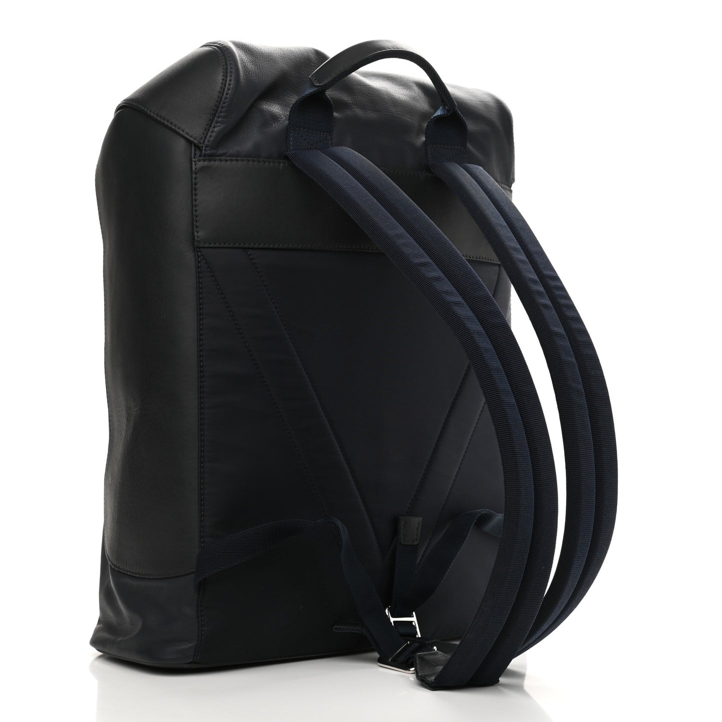 Calfskin Nylon V Line Pulse Backpack Navy Black