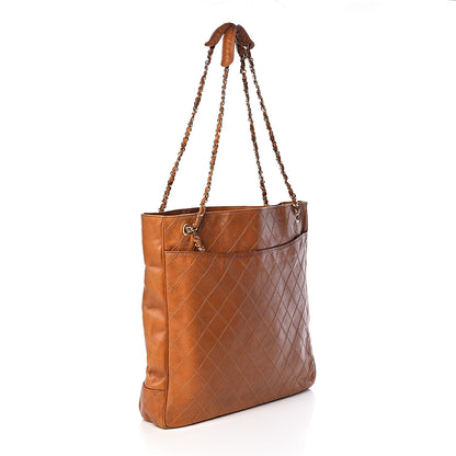Chanel Lambskin Diamond Embossed Shopping Tote Brown 3 of 19