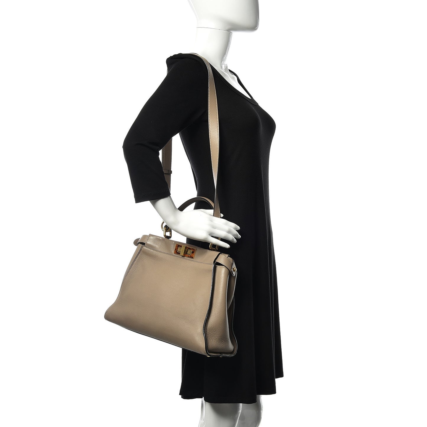 Vitello Seta Plexiglass Tortoise Medium Peekaboo Iconic Satchel Tortora