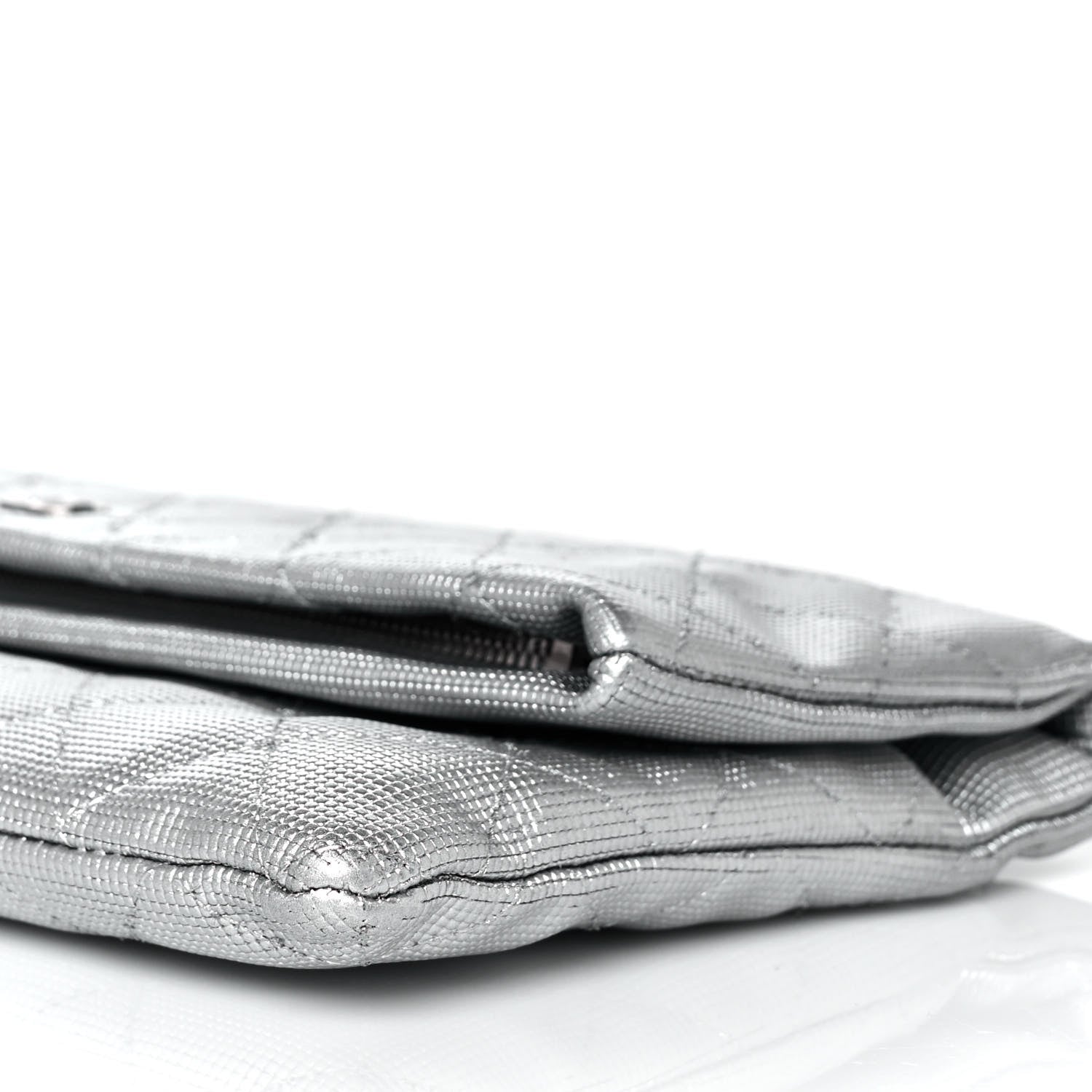 Chanel Metallic Calfskin Quilted Pixel Effect CC Beauty Clutch Silver 9 of 10