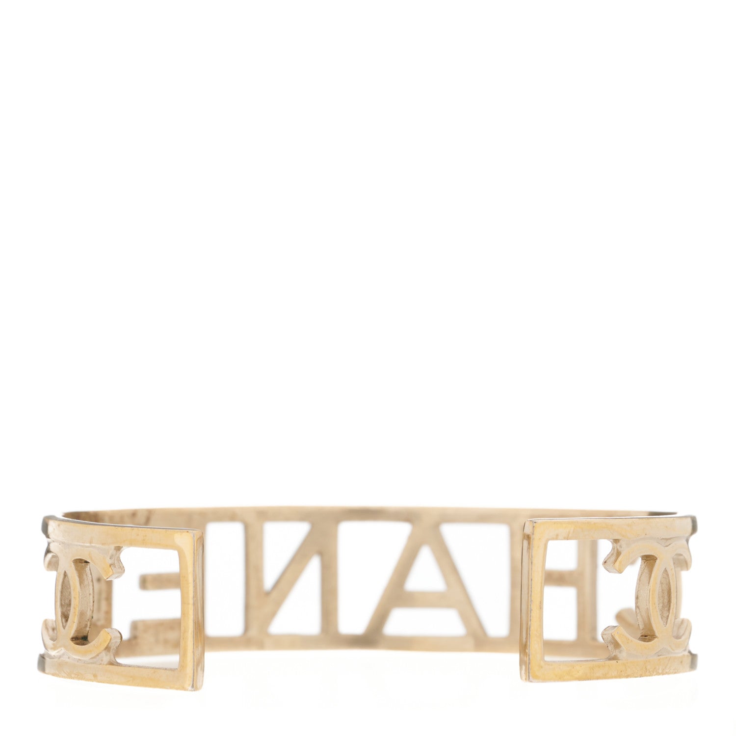 Chanel Metal Logo Cuff Gold 2 of 4