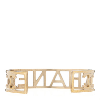 Chanel Metal Logo Cuff Gold 2 of 4