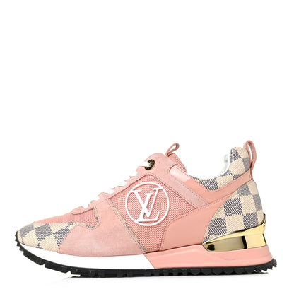 Louis Vuitton Suede Damier Azur Run Away Sneakers 36 Pink 1 of 9