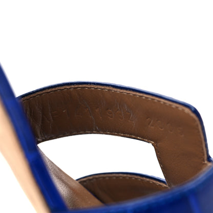 Hermes Shiny Alligator Oasis Sandals 37 Bleu Electrique 8 of 13