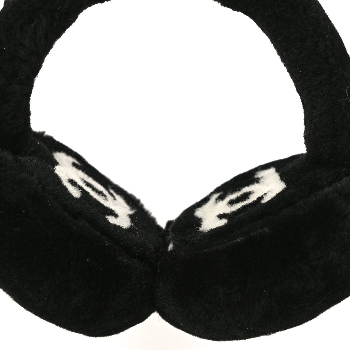 Shearling CC Ear Muffs Black White
