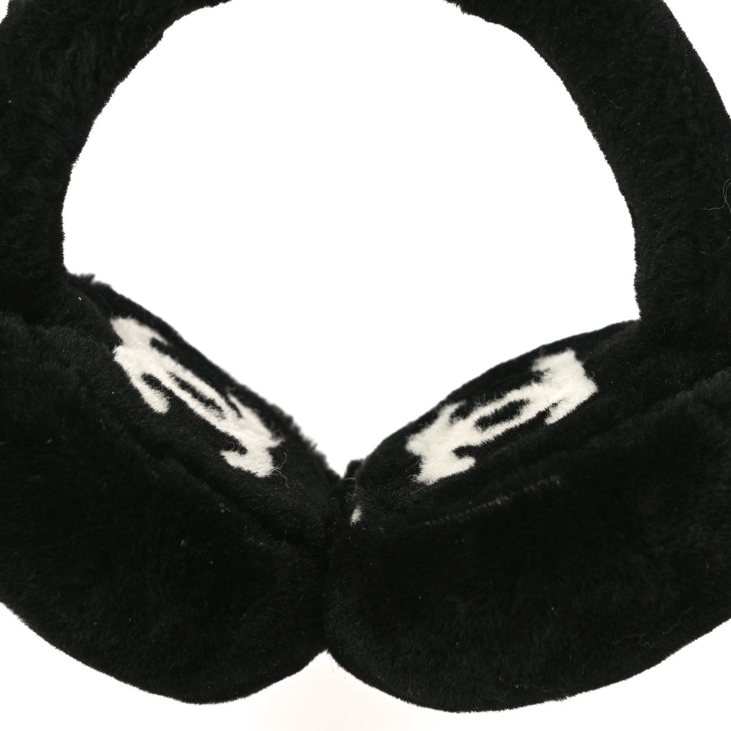Chanel Shearling CC Ear Muffs Black White 6 of 7
