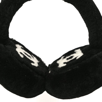 Chanel Shearling CC Ear Muffs Black White 6 of 7