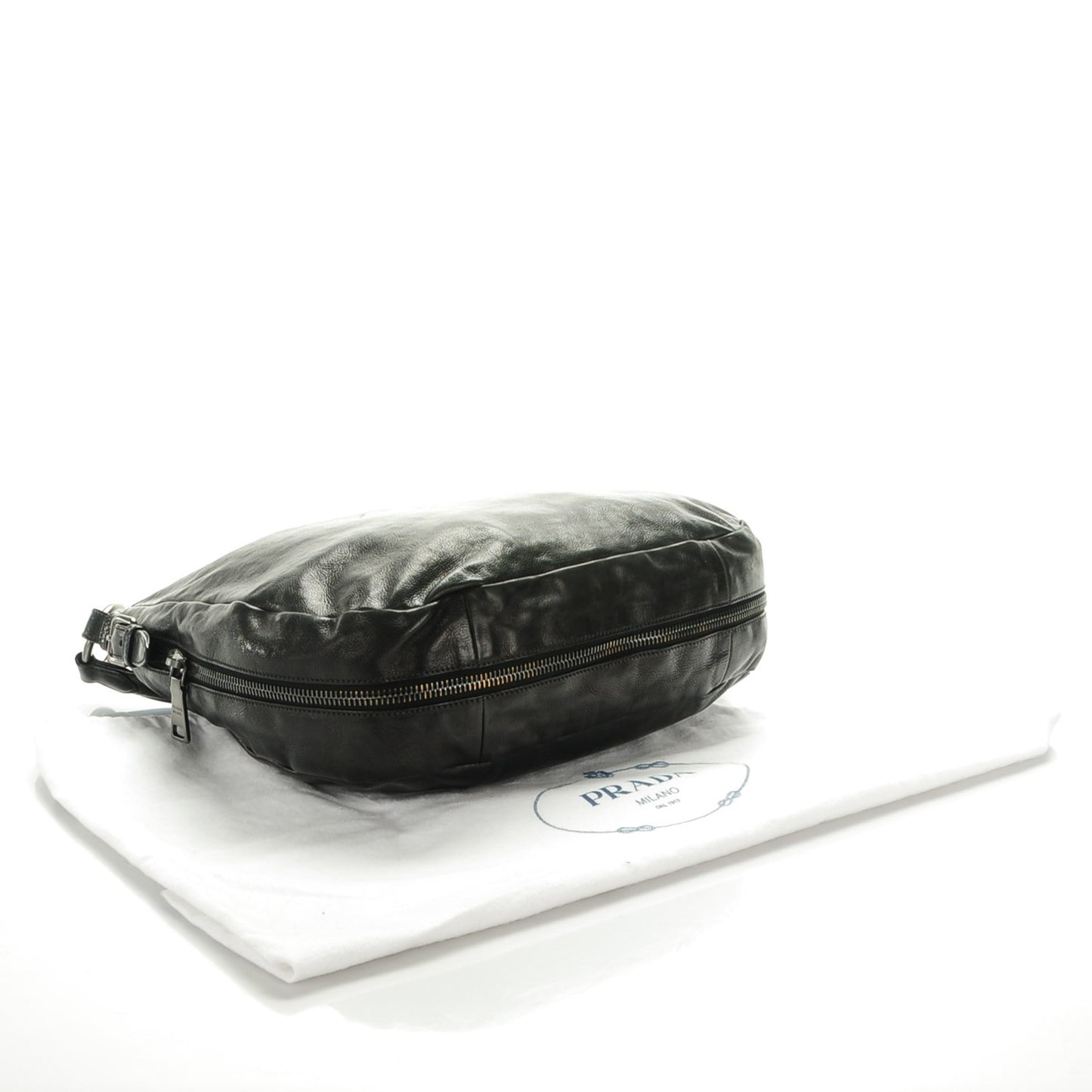 Glace Calf Zip Around Hobo Nero Black