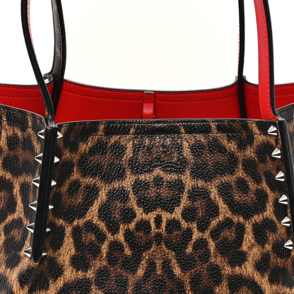 Christian Louboutin Calfskin Empire Leopard Print Spiked Small Cabarock Shopper Tote Brown 7 of 10