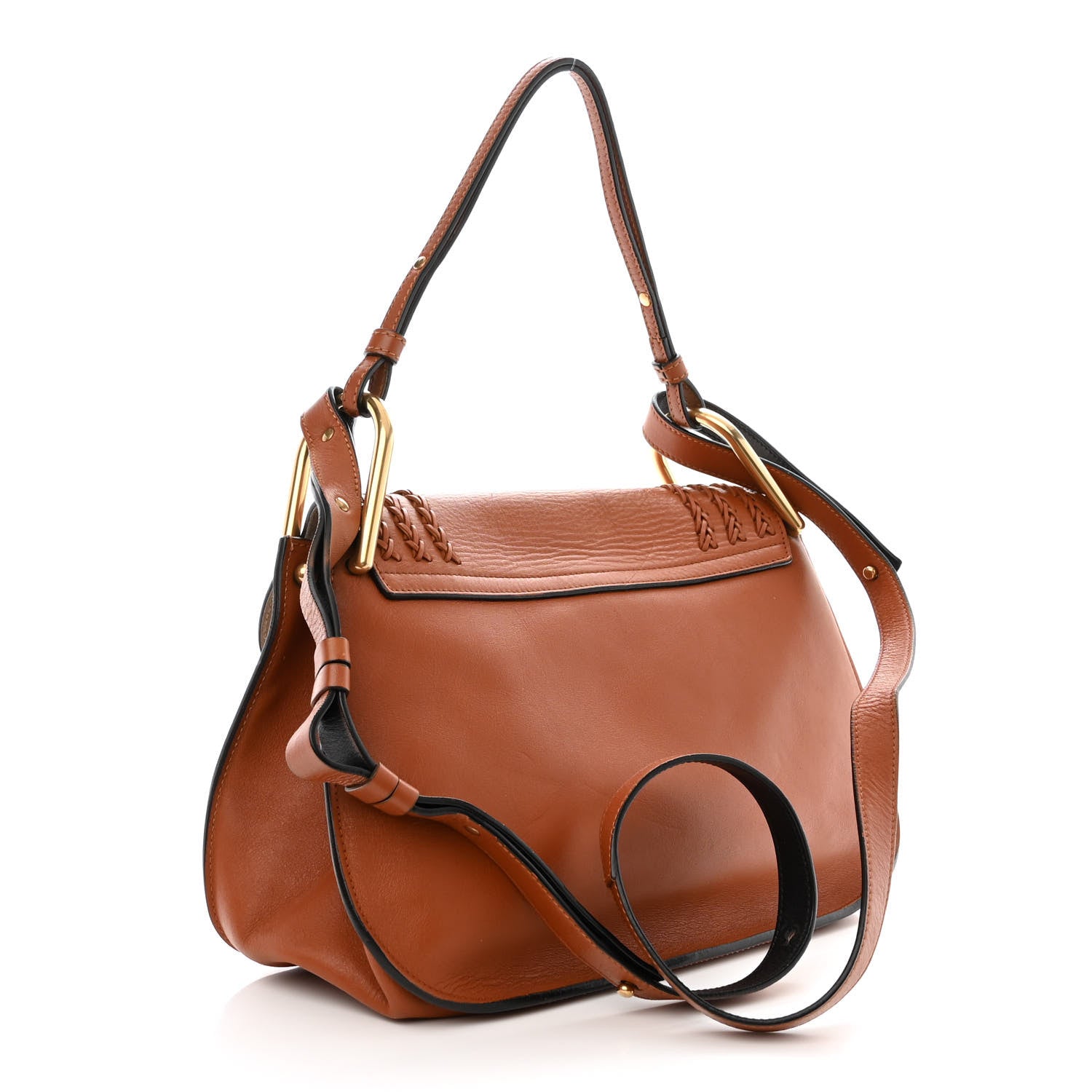 Chloe Calfskin Medium Braided Hudson Double Carry Shoulder Bag Caramel 3 of 15