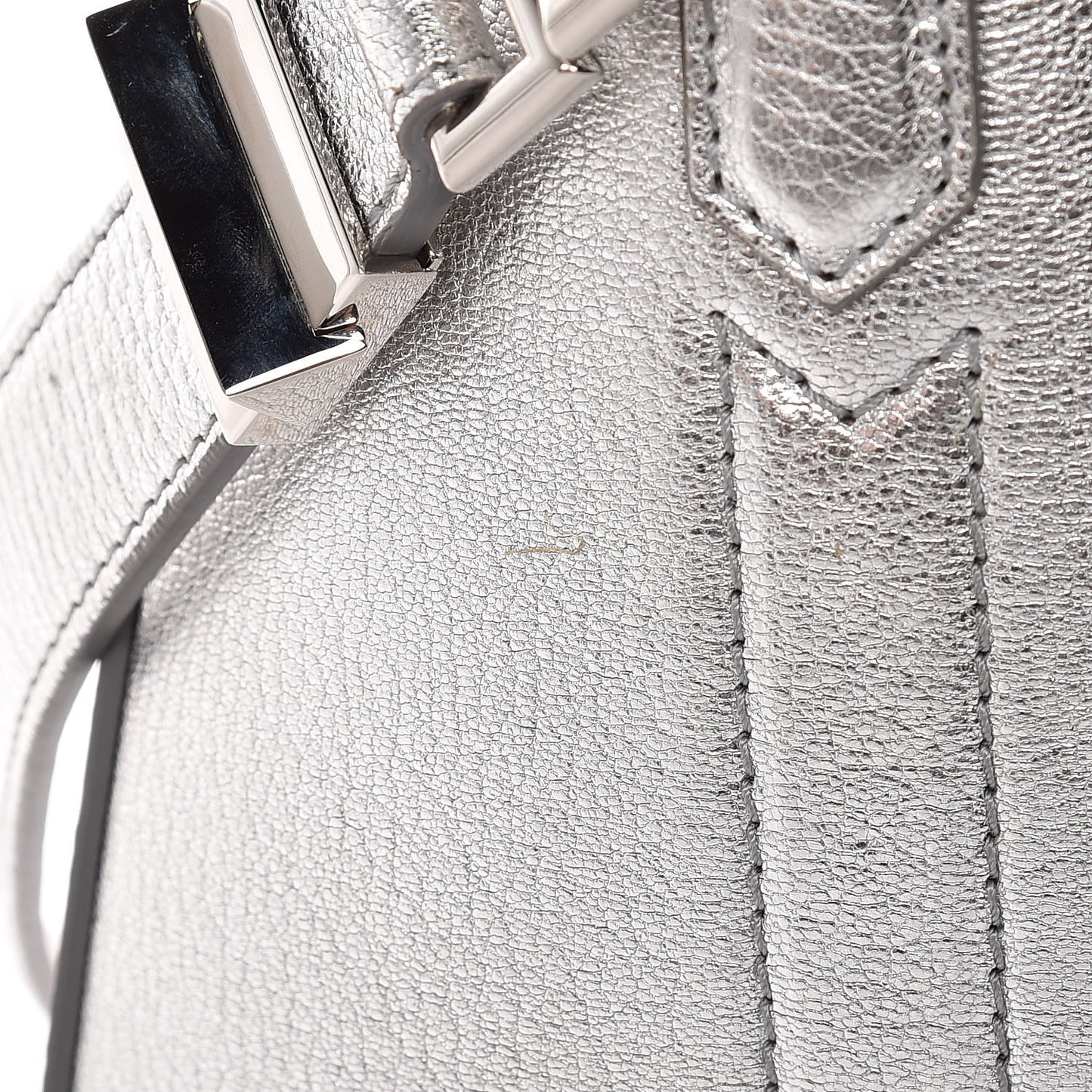 Metallic Sugar Goatskin Small Antigona Silver