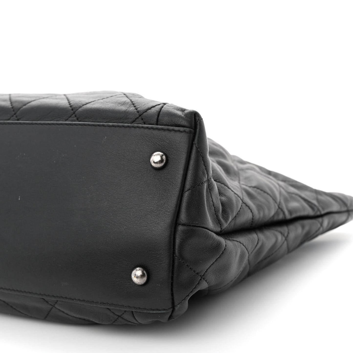 Calfskin Quilted Large Coco Pleats Tote Black