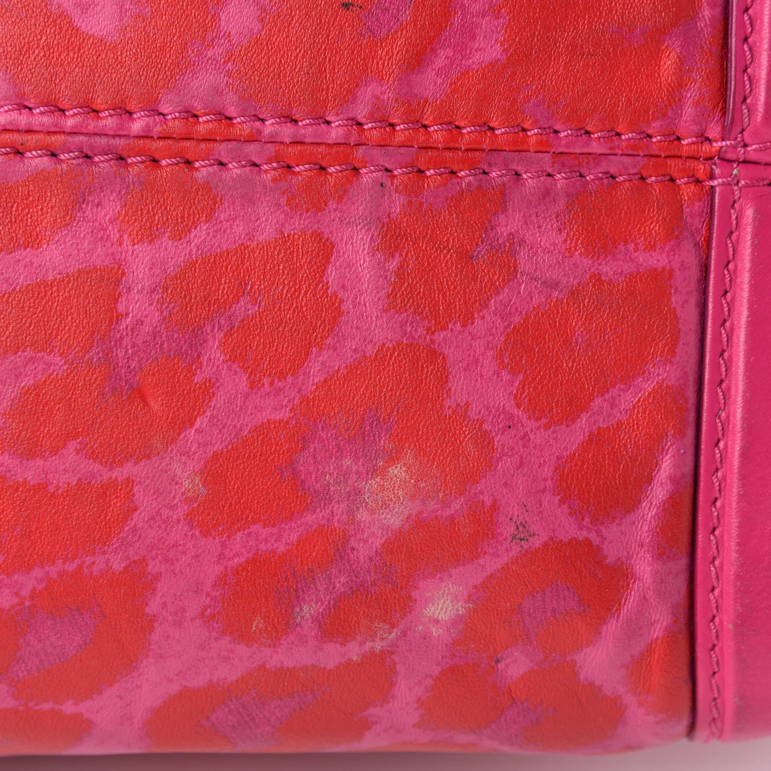 Alexander McQueen Calfskin Leopard Print Small Skull Padlock Zip Around Tote Pink 13 of 20