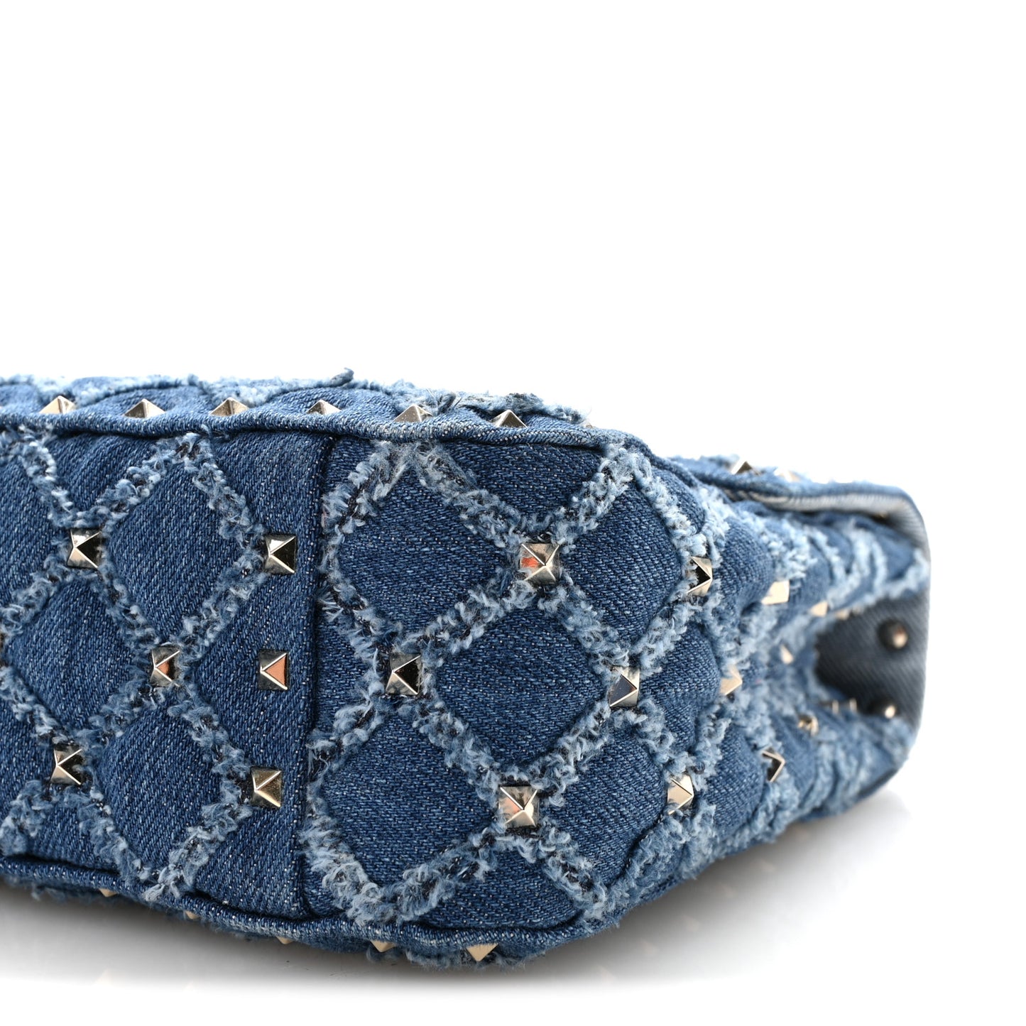 Denim Medium Rockstud Spike Shoulder Bag Denim