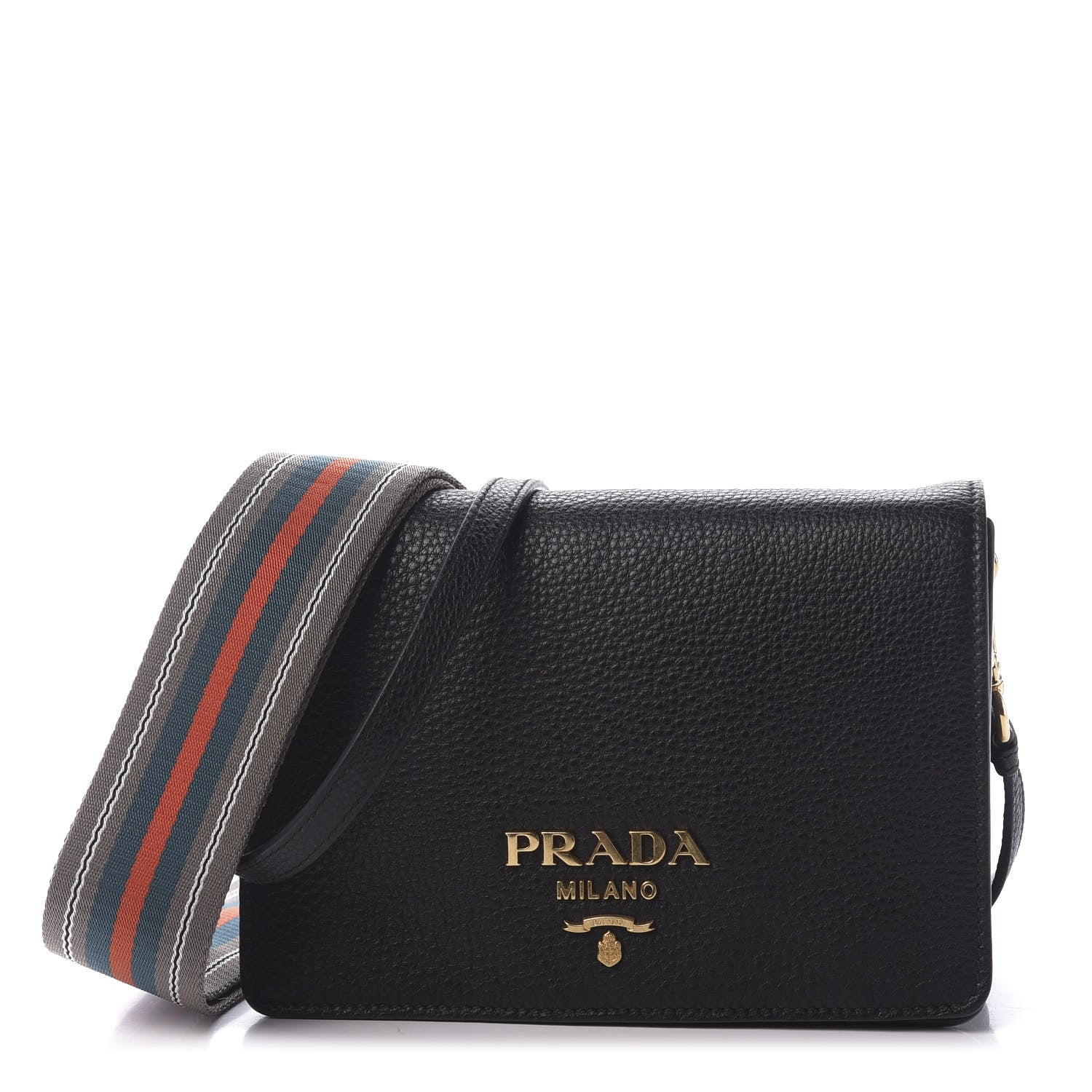 Prada Vitello Daino Flap Crossbody Black 1 of 9