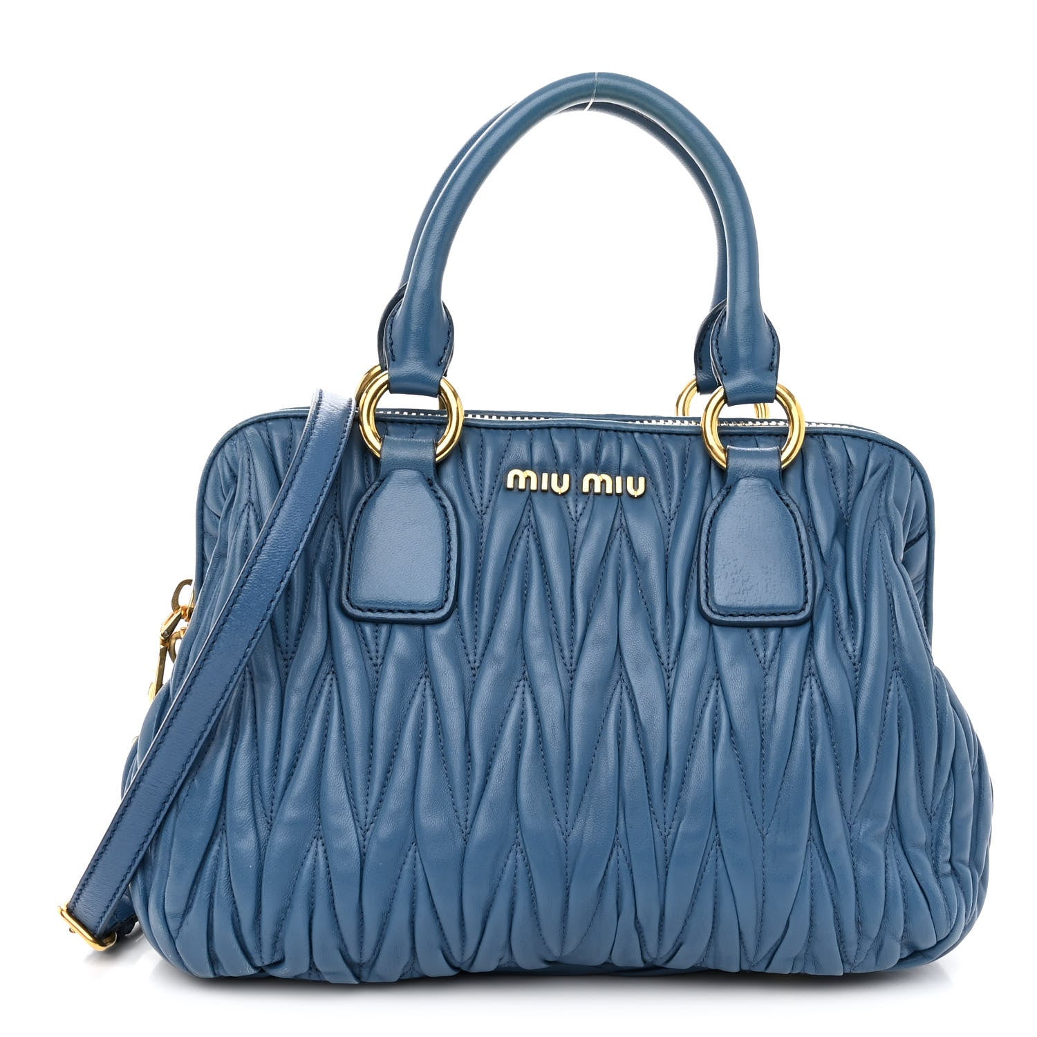 Miu Miu Nappa Matelasse Top Handle Bowler Cobalto 1 of 10