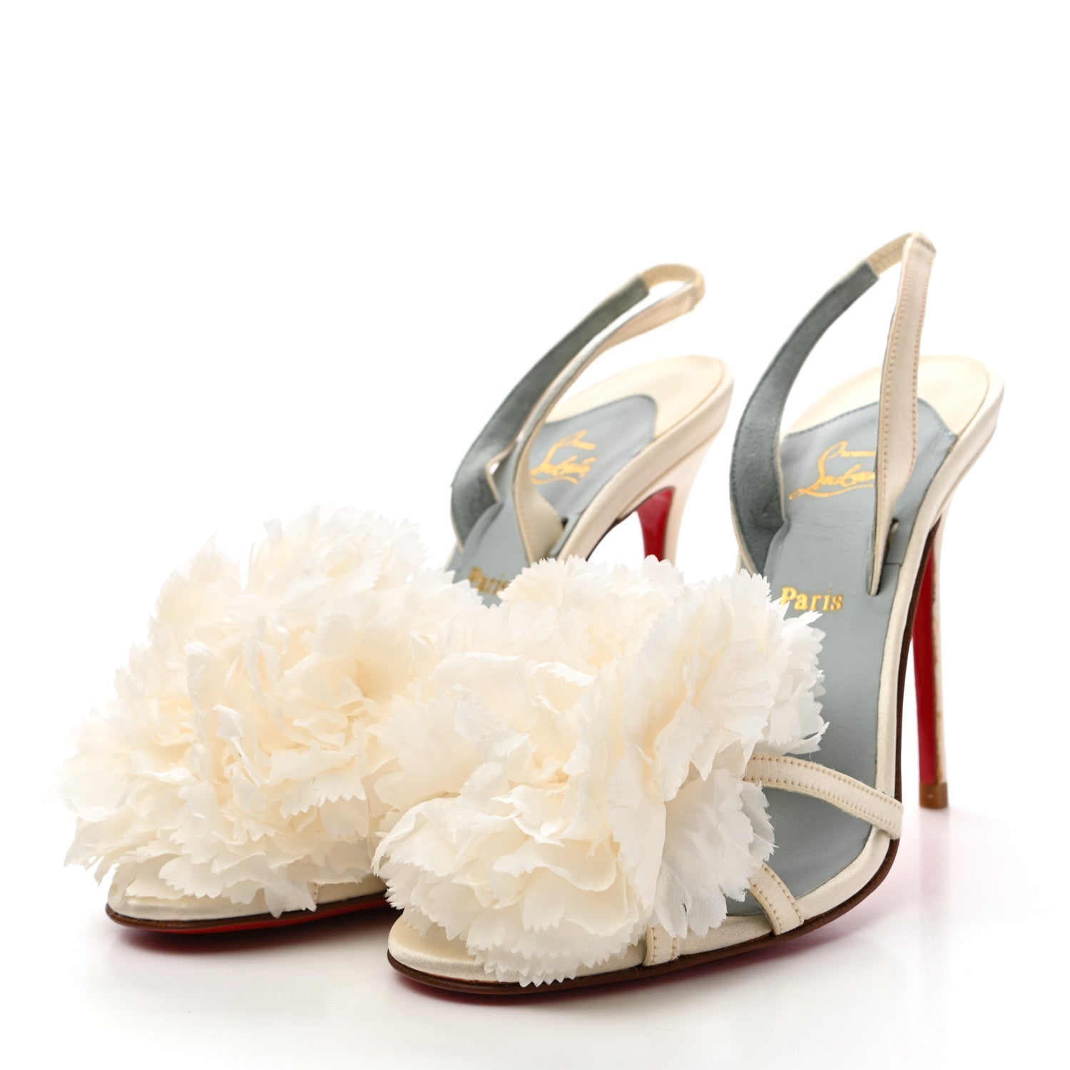 Christian Louboutin Crepe Tsarouchi 100 Sandals 35 Ivory White 3 of 8
