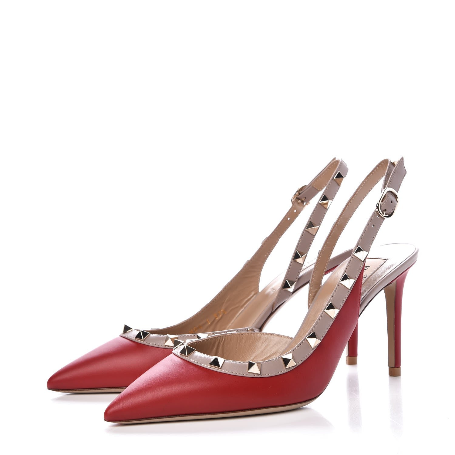 Valentino Garavani Nappa Rockstud Half D'Orsay Slingback 85mm Pumps 37.5 Rosso Valentino Poudre 3 of 10
