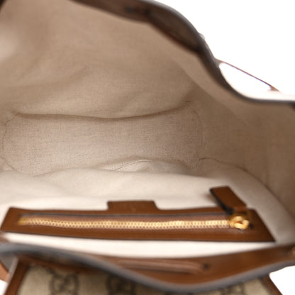 Gucci GG Supreme Monogram Azalea Calfskin Retro Interlocking G Buckle Backpack Beige Ebony Brown Sugar 4 of 9