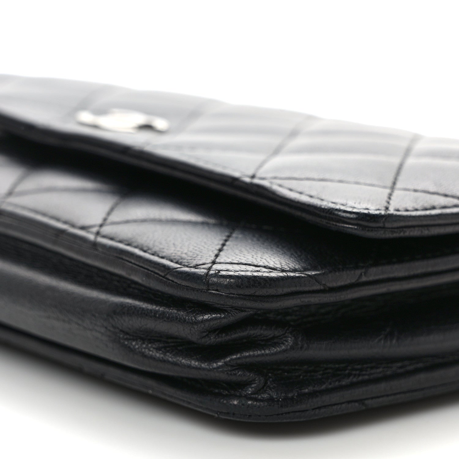 Chanel Lambskin Quilted Wallet On Chain WOC Black 10 of 14