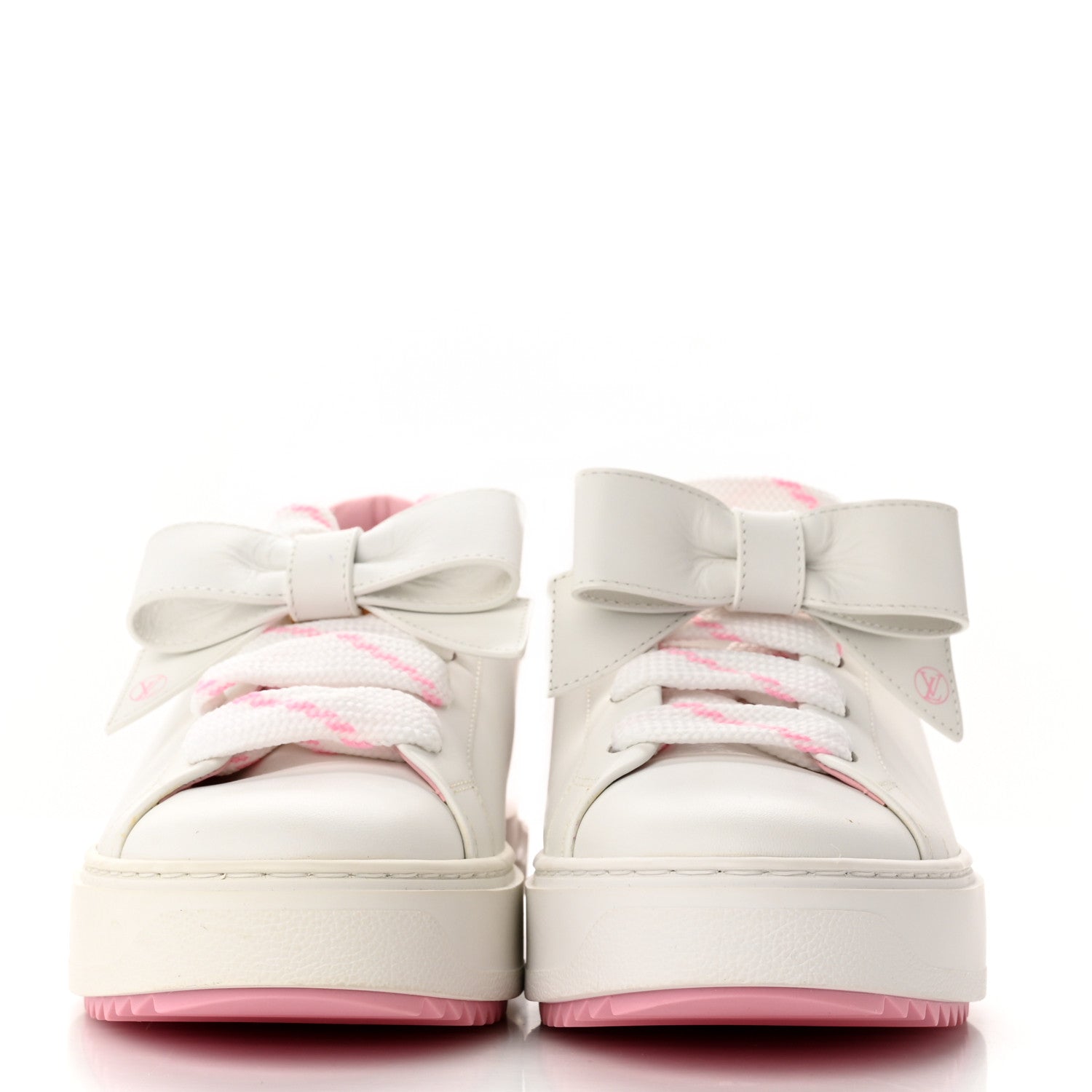 Louis Vuitton Time Out Bow Sneakers 37.5 White Pink 2 of 13