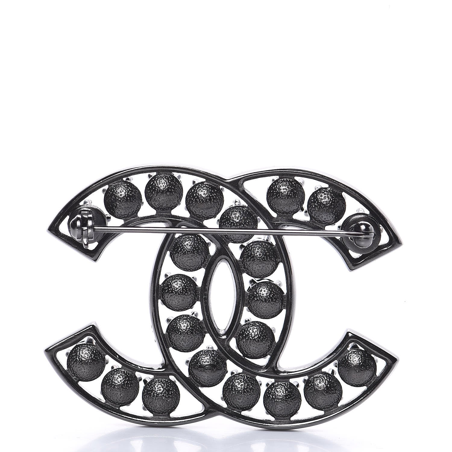 Chanel Crystal CC Brooch Black 3 of 5