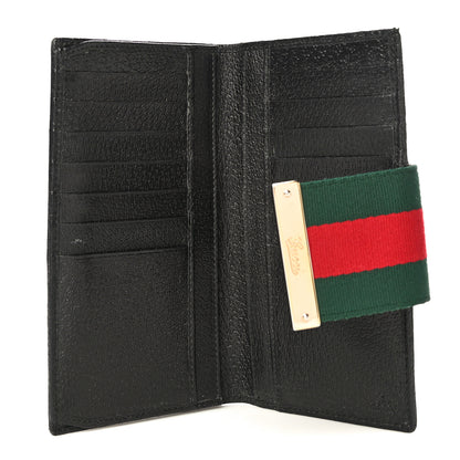 Gucci Monogram Grained Calfskin Ladies Web Continental Wallet Black 5 of 22