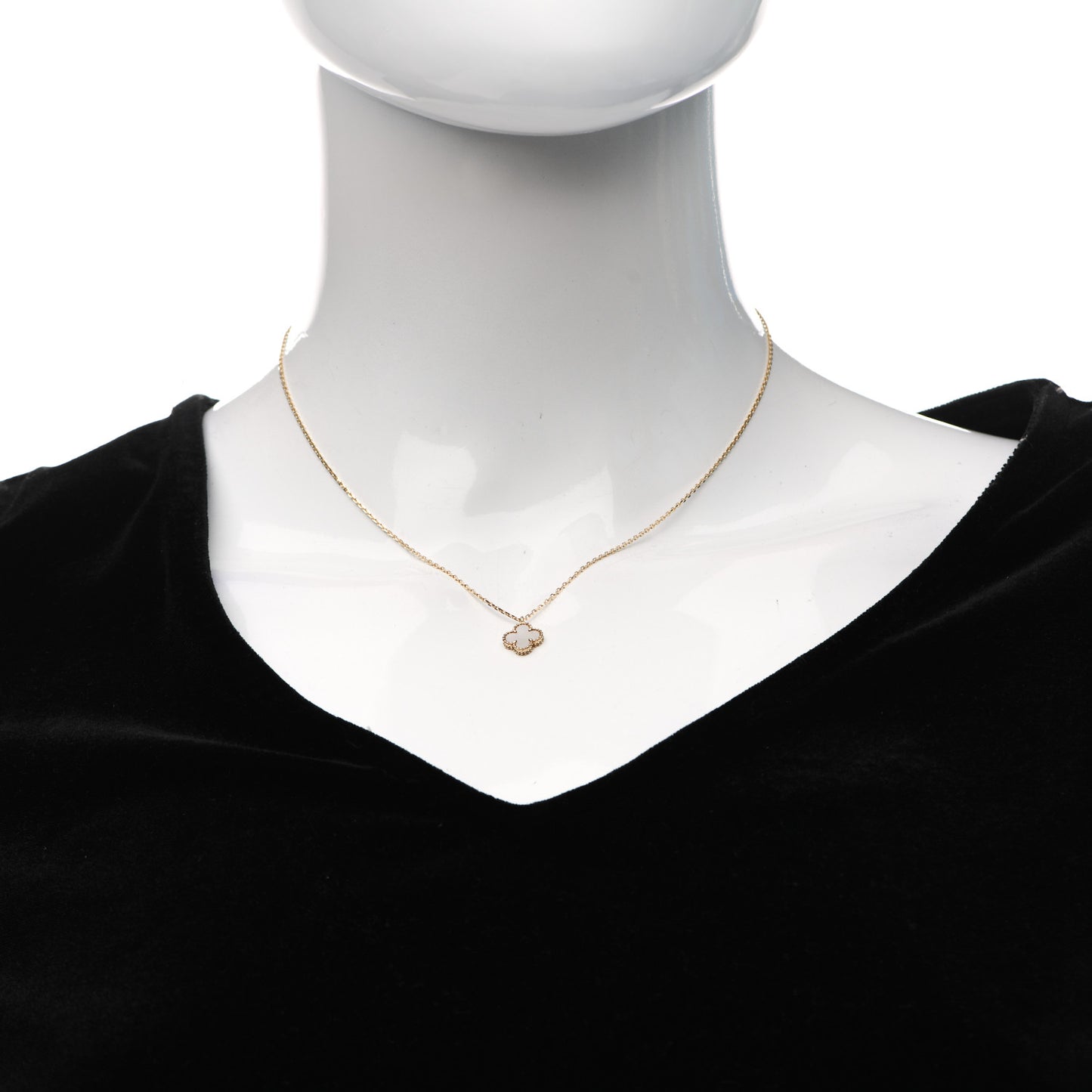 18K Yellow Gold Mother of Pearl Sweet Alhambra Pendant Necklace