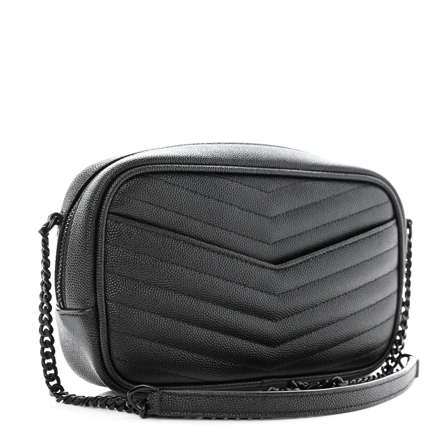 Saint Laurent Grain De Poudre Matelasse Monogram Mini Lou Camera Bag Black 3 of 10