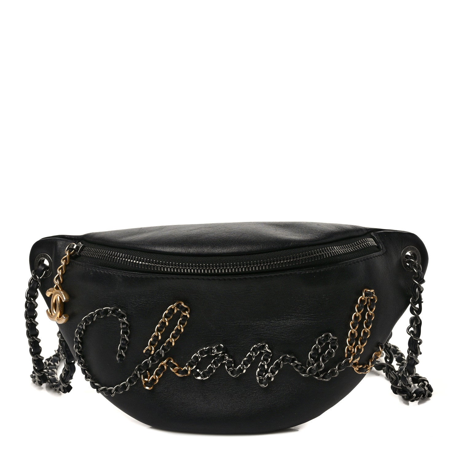 Chanel Calfskin Chain 20s Signe Waist Bag Black 1 of 9