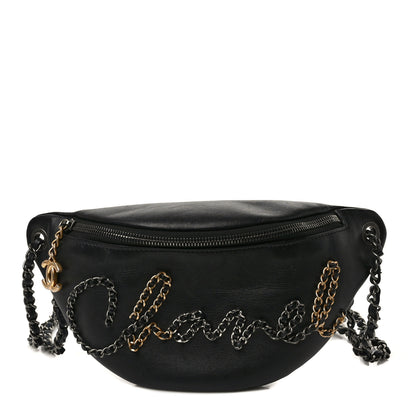 Chanel Calfskin Chain 20s Signe Waist Bag Black 1 of 9