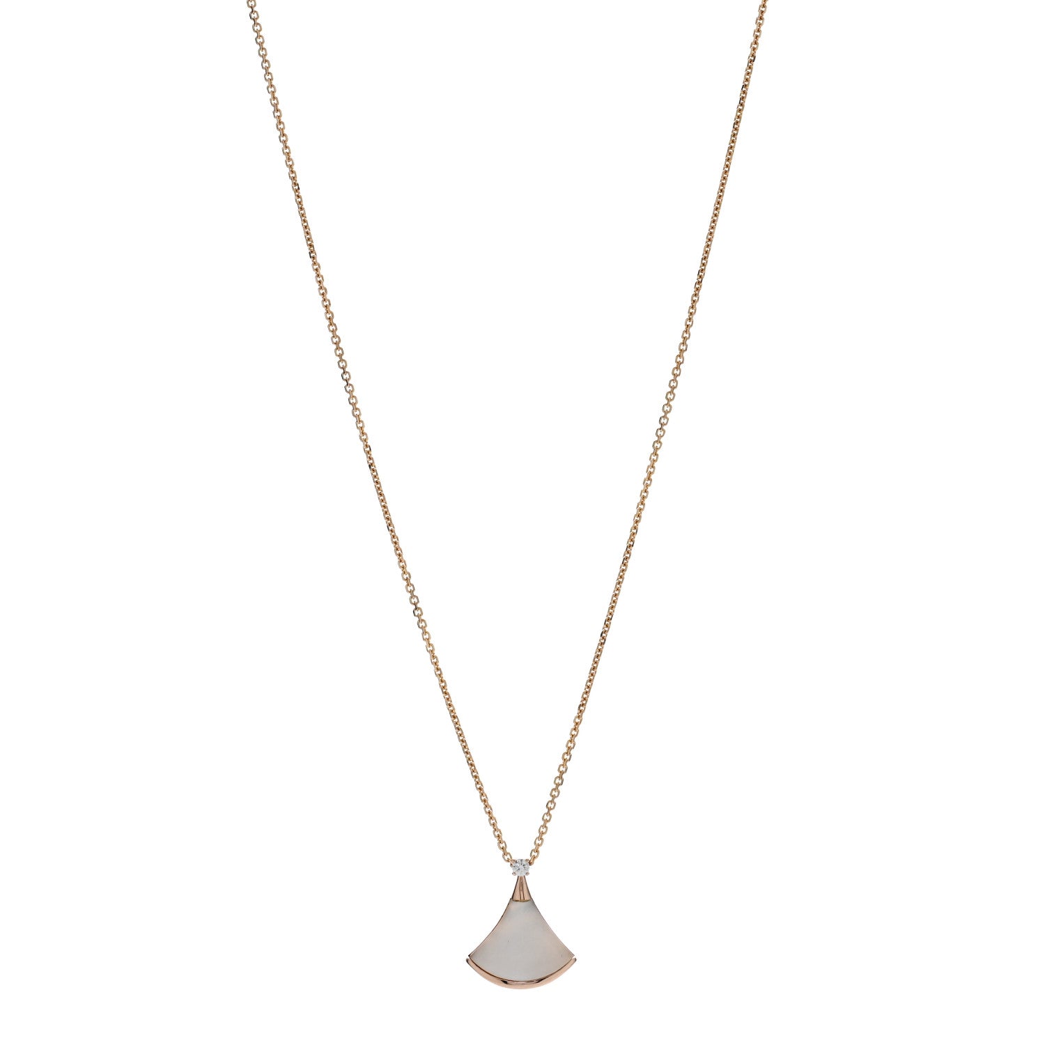 Bulgari 18K Rose Gold Diamond Mother of Pearl Small Divas' Dream Pendant Necklace 1 of 5