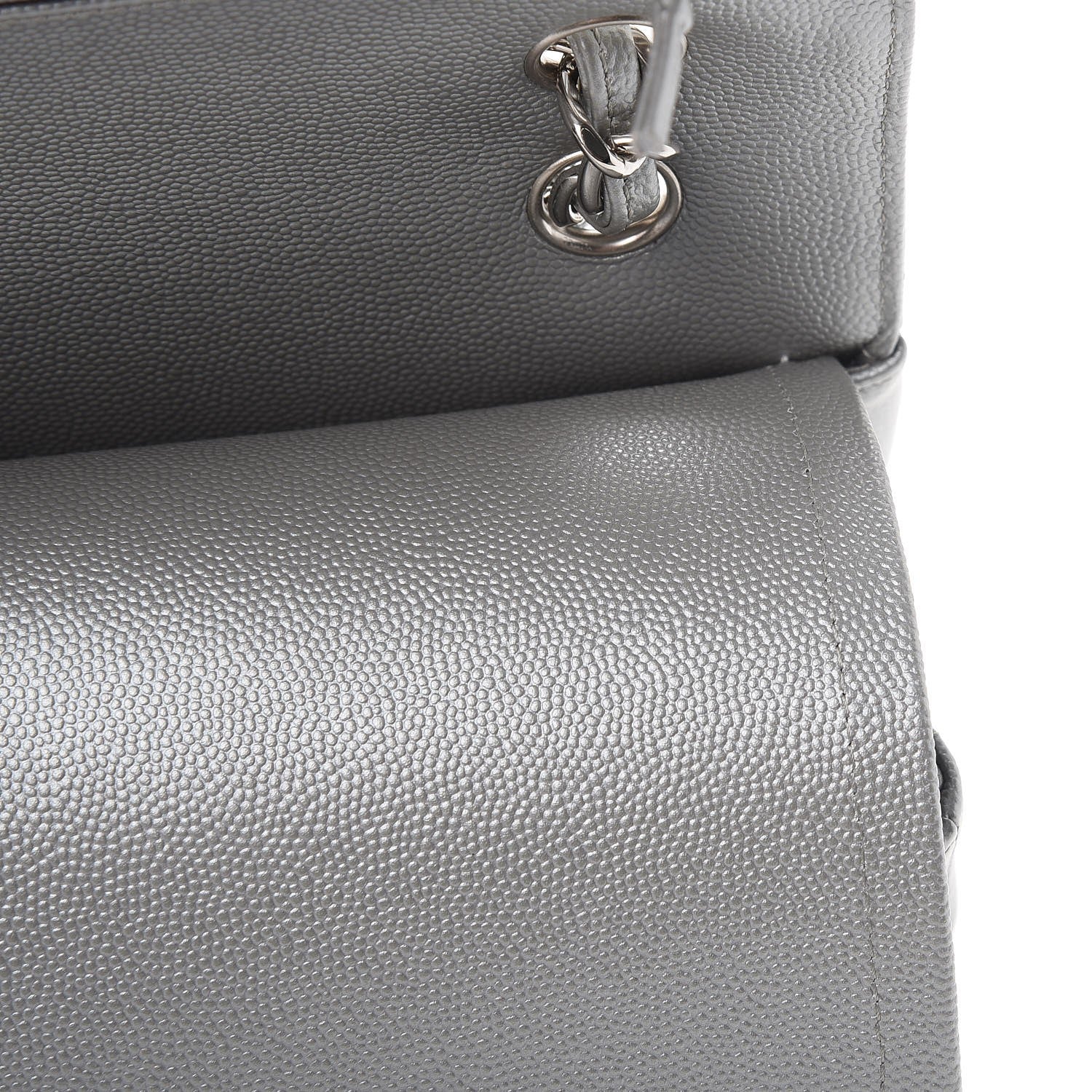 Chanel Caviar Chevron Quilted Jumbo Double Silver 9 of 11