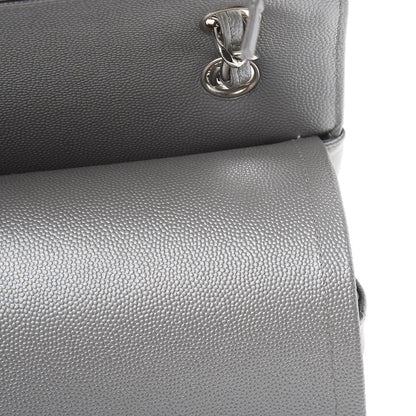 Chanel Caviar Chevron Quilted Jumbo Double Silver 9 of 11