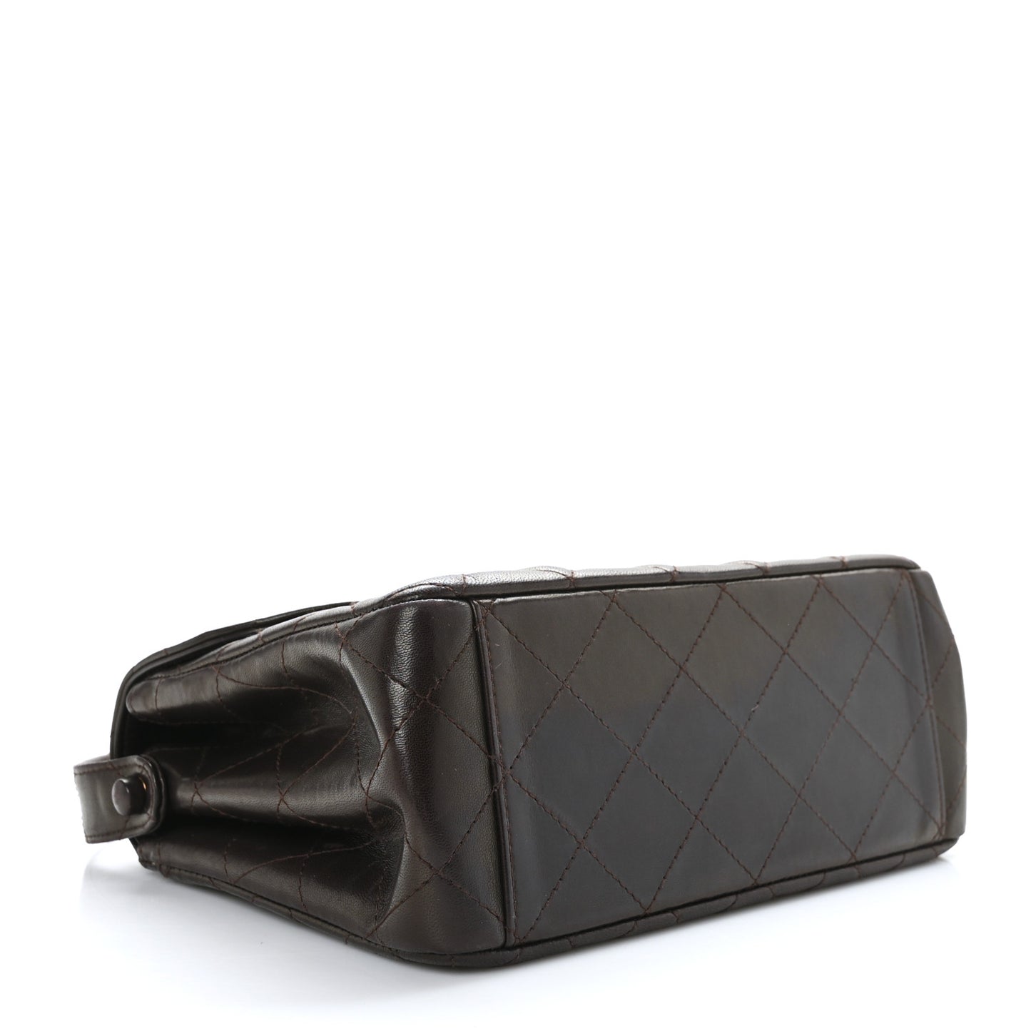 Lambskin Quilted Messenger Flap Bag Dark Brown