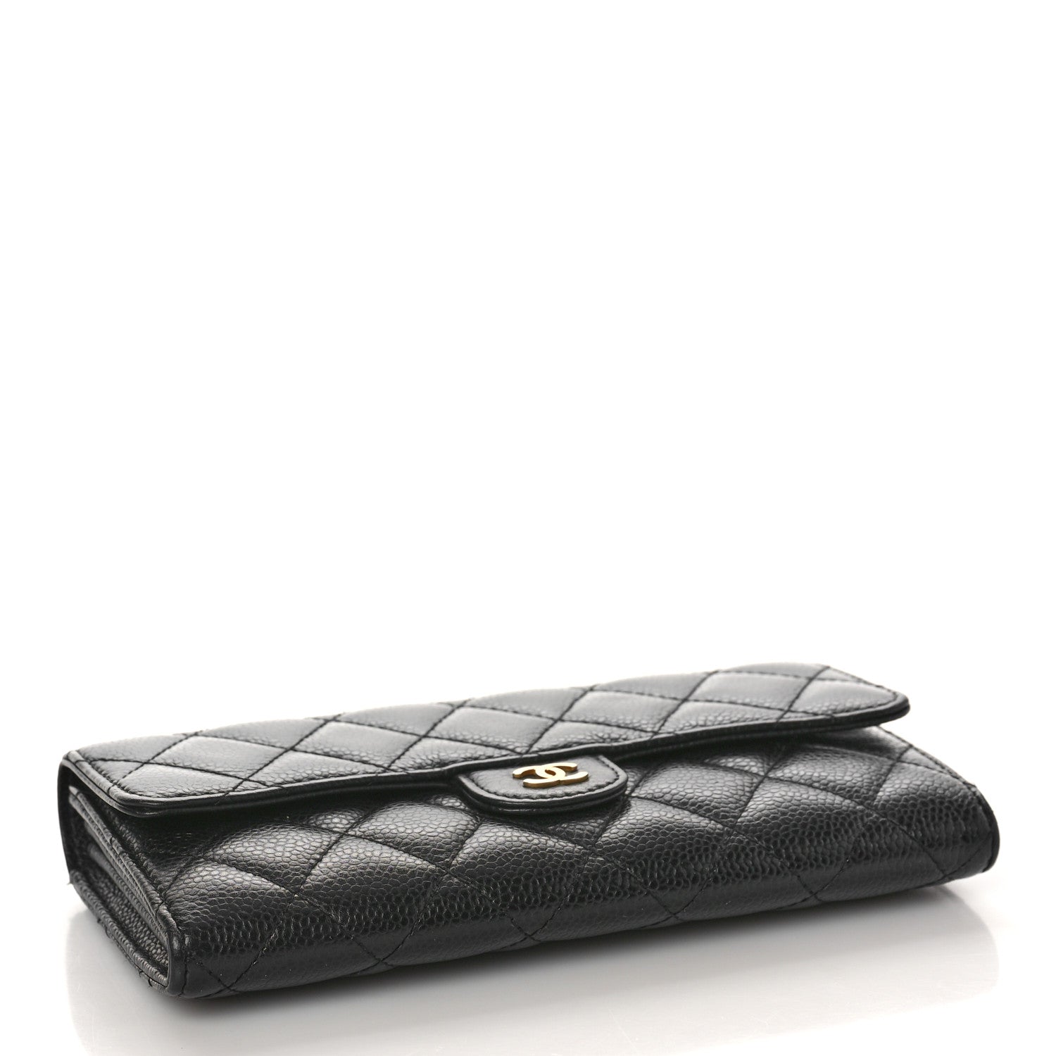Chanel Caviar Quilted Large Gusset Flap Wallet Black 4 of 9