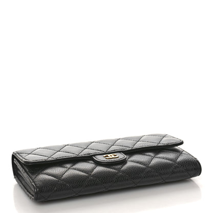 Chanel Caviar Quilted Large Gusset Flap Wallet Black 4 of 9