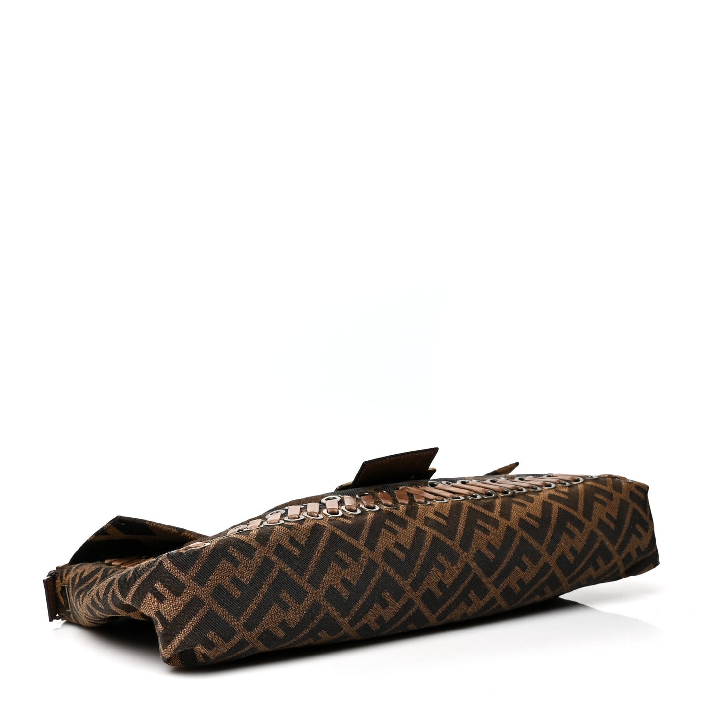 Fabric FF Diagonal Whipstich Large Convertible Baguette Tobacco