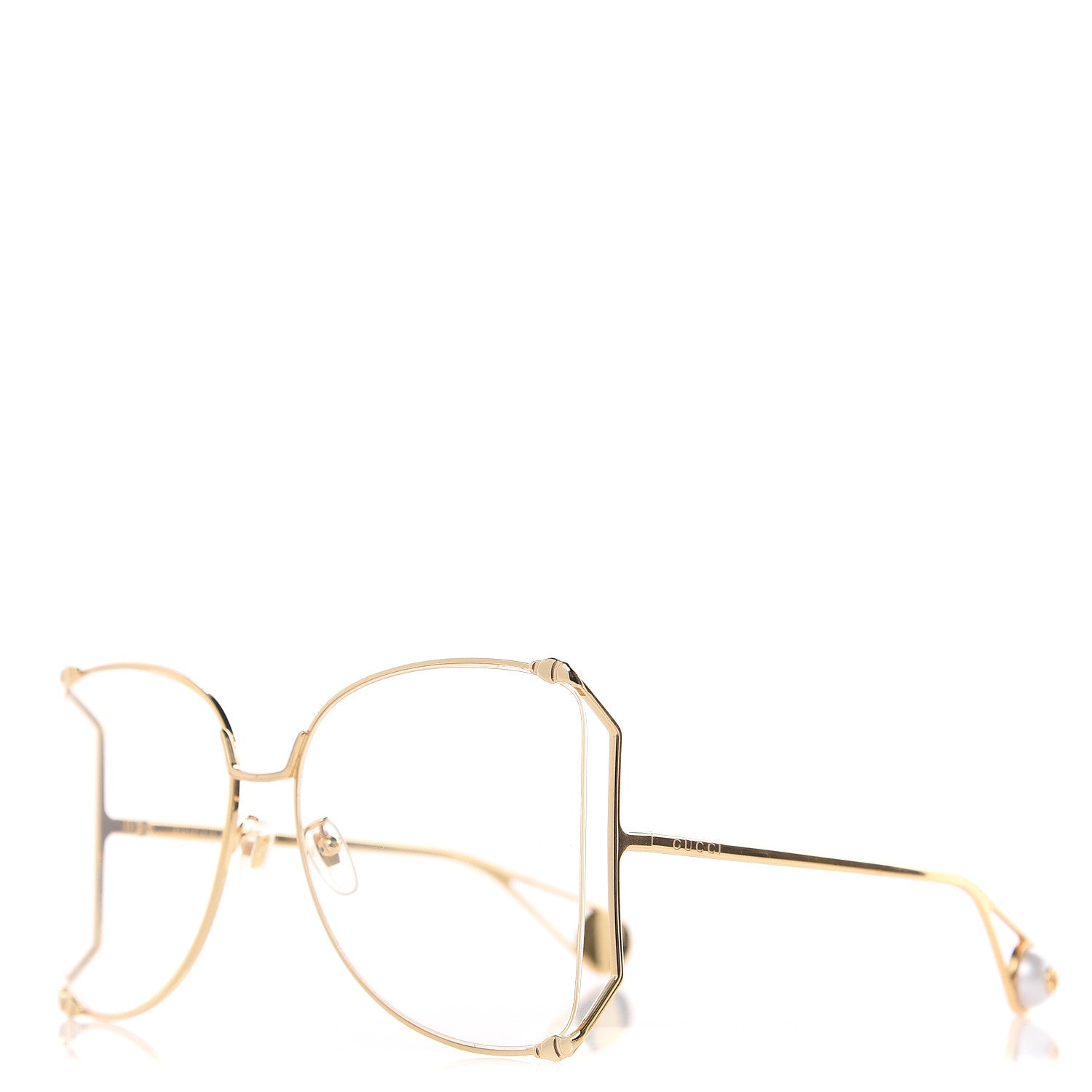 Gucci Oversized Round Sunglasses GG0252S Gold 1 of 6