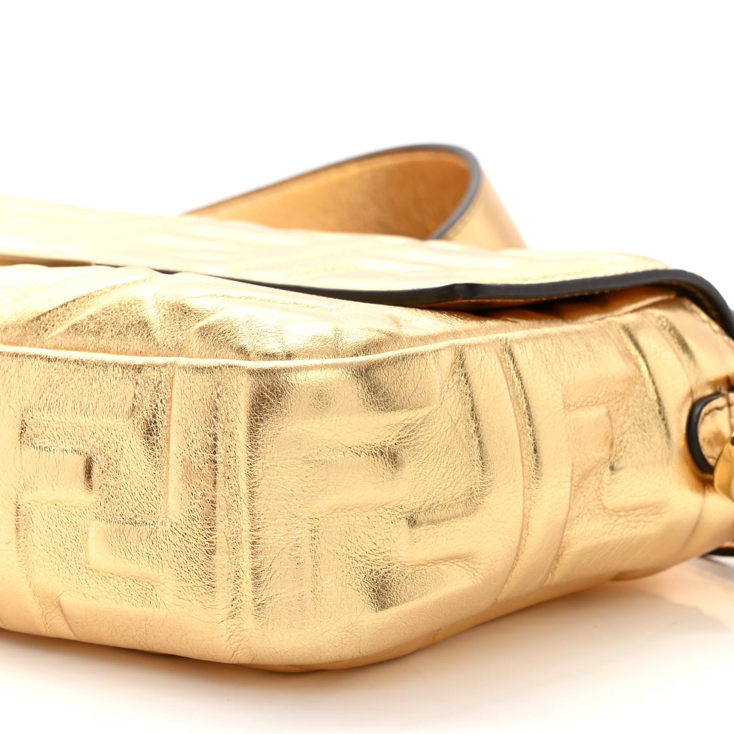 Vitello Catalan Mirror FF 1974 Embossed Baguette Gold